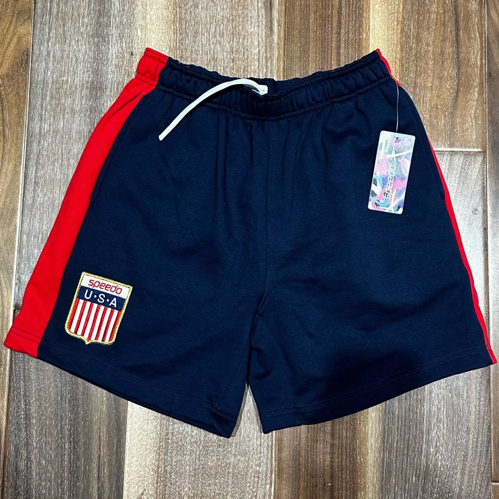 NWT Speedo Men's Navy and Red Athletic Shorts